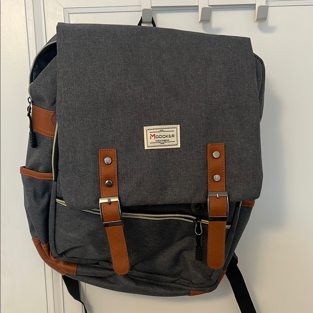 Gray and Brown Men's Backpack
